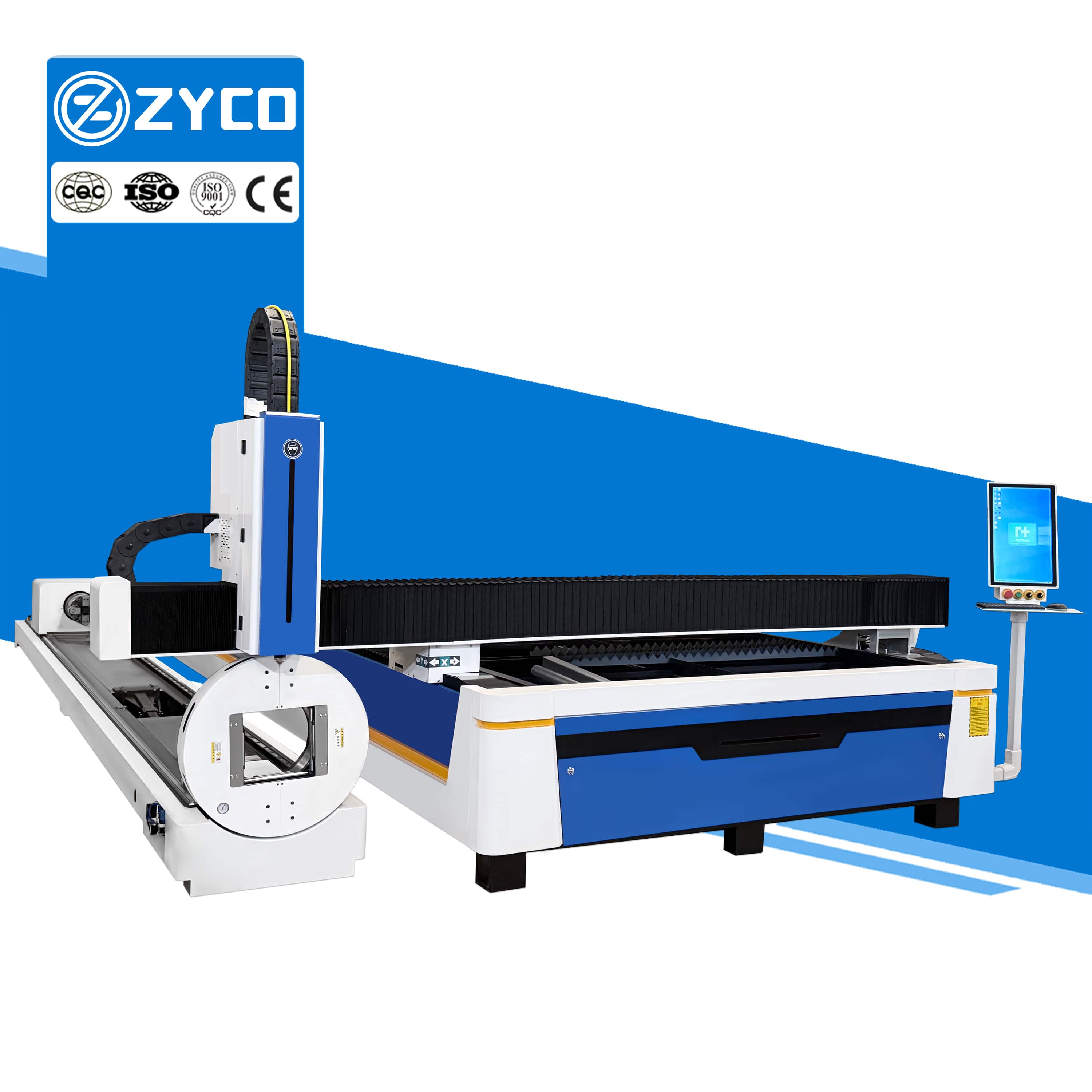 Machine de découpe laser à fibre ZYCO pour plaques et tubes métalliques, machine de découpe laser CNC pour la fabrication de tôles.